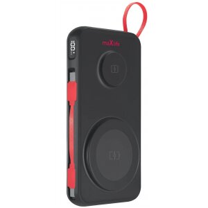 Baterie Externa Wireless MaXlife MXPB-08, 10000mAh, 22.5W, QC + PD + FQI, 1 x USB-A - 1 x USB-C - 2 x QI, Neagra 