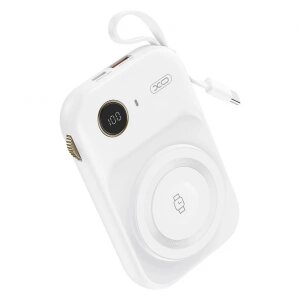 Baterie Externa Wireless XO Design PR270, 10000mAh, 22.5W, QC + PD + FQI, 1 x QI - 1 x USB-A - 1 x USB-C, Alba 