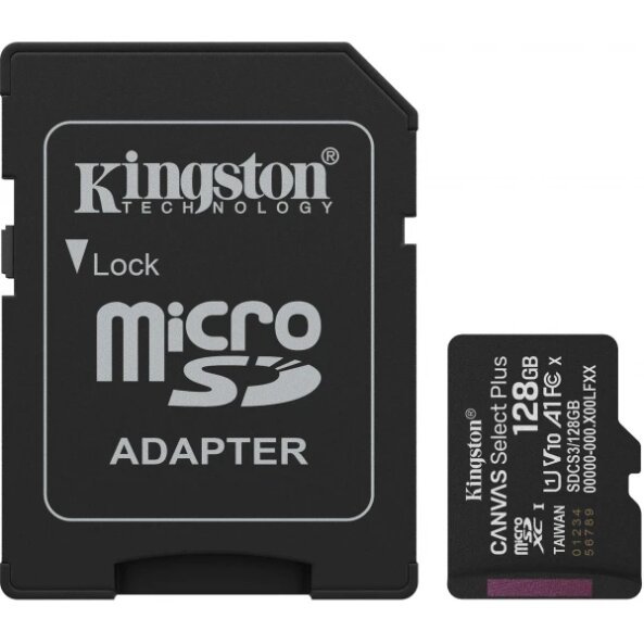 Card Memorie microSDXC Kingston Canvas Select Plus Android A1, 128Gb, Clasa 10 / UHS-1 U1, Cu Adaptor SDCS3/128GB 