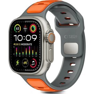 Curea Tech-Protect Iconband Line pentru Apple Watch 49mm / 46mm / 45mm / 44mm Series, Gri Portocalie