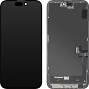 Display cu Touchscreen MP compatibil cu Apple iPhone 15 Plus, cu Rama, Versiune Soft OLED FHD Diagnostic, Negru 