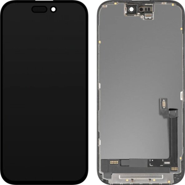 Display cu Touchscreen MP compatibil cu Apple iPhone 16, cu Rama, Versiune OLED IC Movable, Negru 