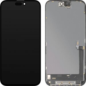 Display cu Touchscreen MP compatibil cu Apple iPhone 16 Plus, cu Rama, Versiune Soft OLED IC Movable FHD, Negru 