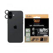 Folie de protectie Camera Spate PanzerGlass Hoops pentru Apple iPhone 16 Plus / 16, Sticla Securizata, Neagra