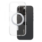 Husa MagSafe pentru Apple iPhone 16 Pro, PanzerGlass, Care Feature Kickstand, Transparenta Argintie