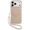 Husa MagSafe pentru Apple iPhone 17 Pro Max, Guess, IML Flowers Allover Electroplated with Pearl Strap, Roz