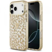Husa MagSafe pentru Apple iPhone 17 Pro Max, Guess, Leopard Glitter, Maro