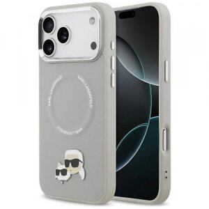 Husa MagSafe pentru Apple iPhone 17 Pro Max, Karl Lagerfeld, Karl &amp; Choupette Pins, Gri