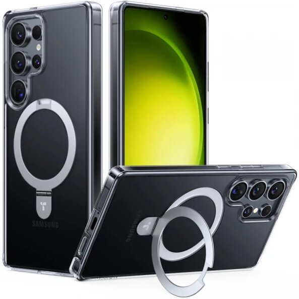 Husa MagSafe pentru Samsung Galaxy S25 Ultra S938, Torras, Ostand, Transparenta