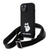 Husa pentru Apple iPhone 15, Karl Lagerfeld, Silicone Crossbody Choupette, Neagra