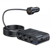 Incarcator Auto 3MK Power Splitter, 120W, 3A, 1 x USB-C - 3 x Extensie Bricheta - 3 x USB-A, Negru 
