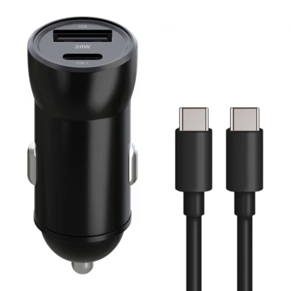Incarcator Auto Cu Cablu USB-C MaXlife MXCC-04, 20W, 3A, 1 x USB-A - 1 x USB-C, Negru 