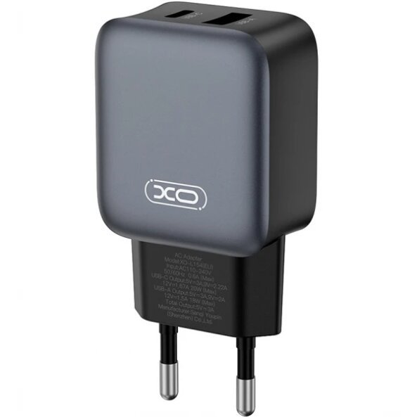 Incarcator Retea Cu Cablu Lightning XO Design L154, 20W, 3A, 1 x USB-A - 1 x USB-C, Negru 