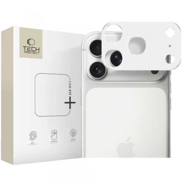 Rama protectie Camera Spate Tech-Protect Camalloy Fit+ pentru Apple iPhone 17 Pro, Aluminiu, Argintie 