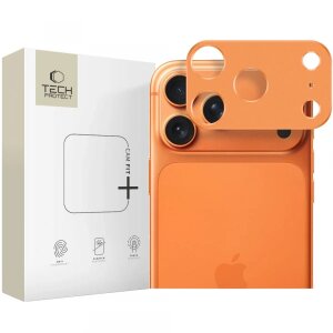 Rama protectie Camera Spate Tech-Protect Camalloy Fit+ pentru Apple iPhone 17 Pro, Aluminiu, Portocalie 