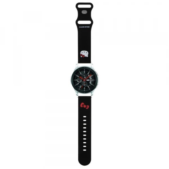 Curea Hello Kitty Silicone Kitty Head pentru Samsung Galaxy Watch / Huawei Watch 46mm / 45mm / 41mm Series, Neagra