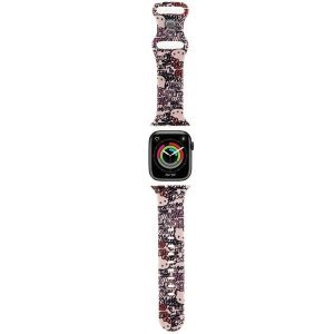 Curea Hello Kitty Silicone Tags Graffiti pentru Apple Watch 42mm / 41mm / 40mm / 38mm Series, Roz