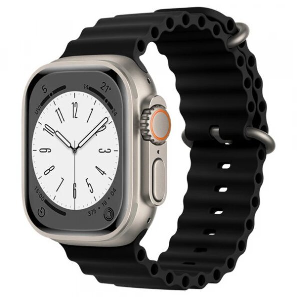 Curea Techsuit W038 pentru Apple Watch 49mm / 46mm / 45mm / 44mm / 42mm Series, Neagra