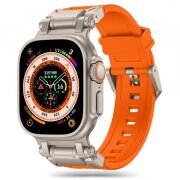 Curea Techsuit W064 pentru Apple Watch 49mm / 46mm / 45mm / 44mm / 42mm Series, Argintie Portocalie