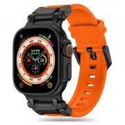 Curea Techsuit W064 pentru Apple Watch 49mm / 46mm / 45mm / 44mm / 42mm Series, Neagra Portocalie