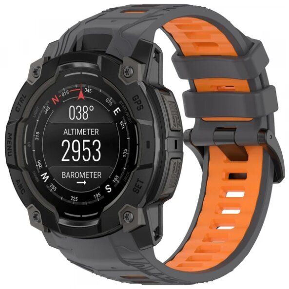Curea Techsuit W077 pentru Garmin Instinct 3 45mm Solar / Instinct 3 45mm, Gri Portocalie