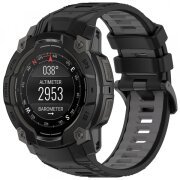 Curea Techsuit W077 pentru Garmin Instinct 3 50mm Solar / Instinct 3 50mm, Neagra Gri