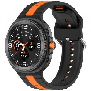 Curea Techsuit W078 pentru Samsung Galaxy Watch 8 Classic / Watch8 44mm / Watch 8 40mm, Neagra Portocalie