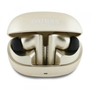 Handsfree Bluetooth Guess Capsule Printed Logo, TWS, ANC, Auriu