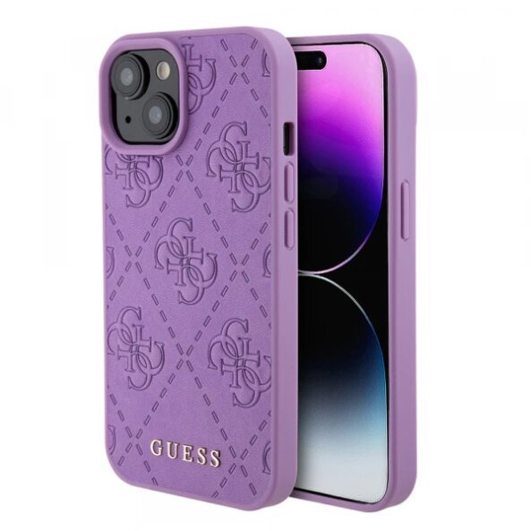 Husa pentru Apple iPhone 15, Guess, 4G Stamped, Mov Deschis