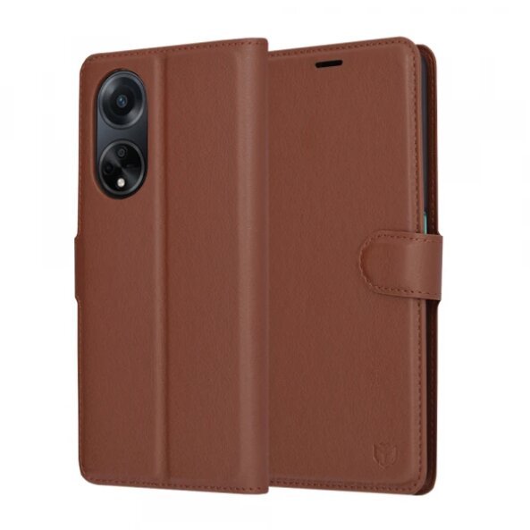 Husa pentru Oppo A98, Techsuit, Leather Folio, Maro