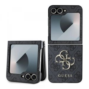 Husa pentru Samsung Galaxy Z Flip7 FE F761 / Z Flip6 F741, Guess, 4G Metal Logo, Neagra