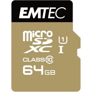 Card Memorie microSDXC Emtec Gold+, 64Gb, Clasa 10 / UHS-1 U1, Cu Adaptor ECMSDM64GXC10GP 