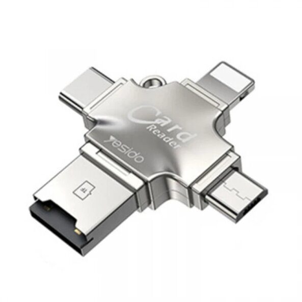 Cititor Card USB / USB-C / Lightning / microUSB Yesido GS13, microSD, Argintiu