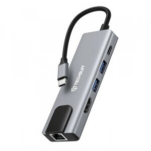 Hub USB-C Techsuit H1 NetBridge, 5in1, Gri