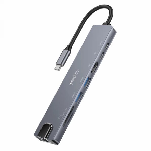 Hub USB-C Yesido HB27, 8in1, Gri