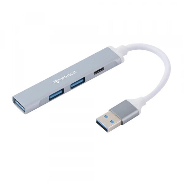 Hub USB Techsuit H19 PolarisBridge, 4in1, Gri Alb
