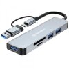Hub USB / USB-C Techsuit H7 DataBridge, 5in1, Gri