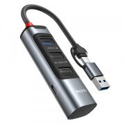 Hub USB / USB-C Yesido HB19, 4in1, Gri