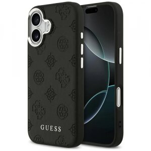Husa MagSafe pentru Apple iPhone 17, Guess, Peony Hot Stamp Script, Neagra