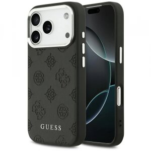 Husa MagSafe pentru Apple iPhone 17 Pro, Guess, Peony Hot Stamp Script, Neagra