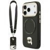 Husa MagSafe pentru Apple iPhone 17 Pro, Karl Lagerfeld, Big Strap Karl Metal Logo, Neagra