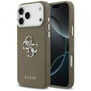 Husa pentru Apple iPhone 17 Pro Max, Guess, 4G Grained Big And Classic Logo, Maro Argintie