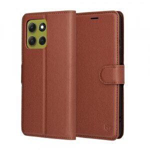 Husa pentru Motorola Moto G86, Techsuit, Leather Folio, Maro