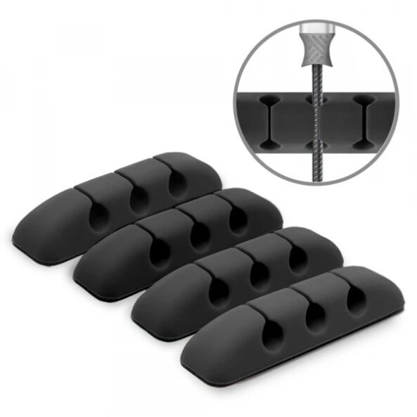 Organizator Cabluri Ringke, Set 4 bucati, Negru
