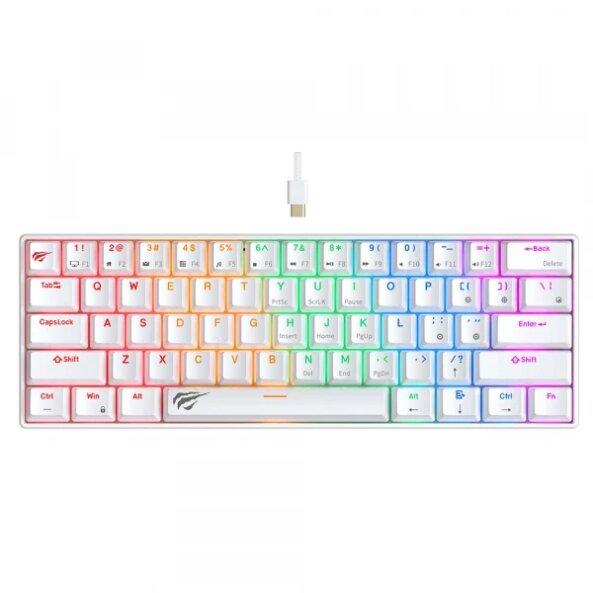 Tastatura Gaming HAVIT KB903L, RGB, 1.8m, Alba