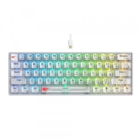 Tastatura Gaming HAVIT KB903L, RGB, 1.8m, Transparenta Alba