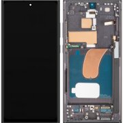 Display cu Touchscreen MP compatibil cu Samsung Galaxy S23 Ultra S918, cu Rama, Versiune OLED, Negru 