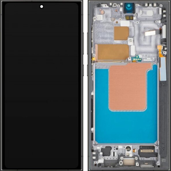 Display cu Touchscreen MP compatibil cu Samsung Galaxy S24 Ultra S928, cu Rama, Versiune OLED, Negru 