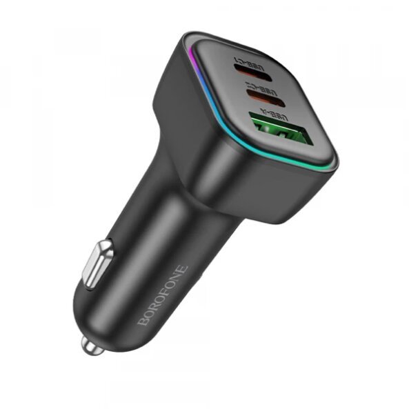 Incarcator Auto Borofone BZ28C Trophie, 60W, 3A, 1 x USB-A, 2 x USB-C, Negru