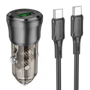 Incarcator Auto Cu Cablu USB-C Borofone BZ25 Journey, 38W, 3A, 1 x USB-A - 1 x USB-C, Negru